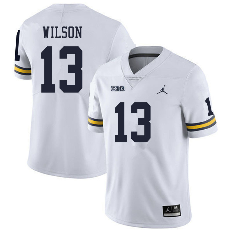Men #13 Tru Wilson Michigan Wolverines College Football Jerseys Sale-White